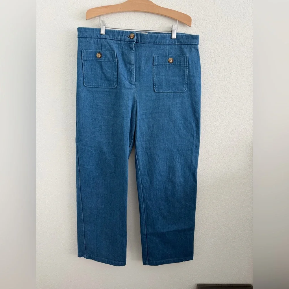 Sezane Wide Leg Jeans Size 14 Dan Trousers In Cyan Size 14 EU 46 - Picture 3 of 7